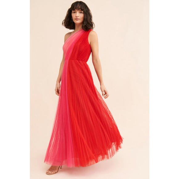 Hutch Dresses & Skirts - Hutch x Anthropologie - One-Shoulder Pleated Colorblock Maxi Dress, size 8